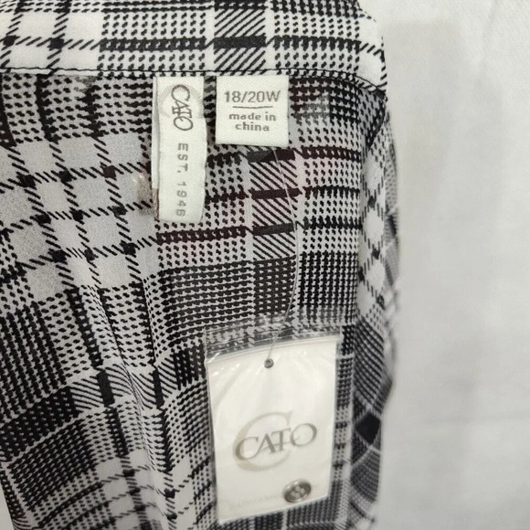 Cato Black Plaid Open Front Layering Jacket Sheer Women Size 18W 20W Tab Slv NEW - Picture 6 of 9